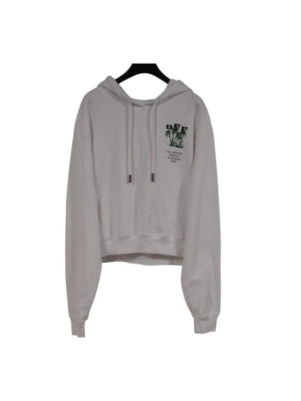 Off White Womens No Doubt Palm Tree Logo Hoodie Siz Medium White Cotton Pullover